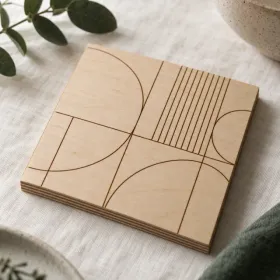 Échantillon de bois gravé au laser